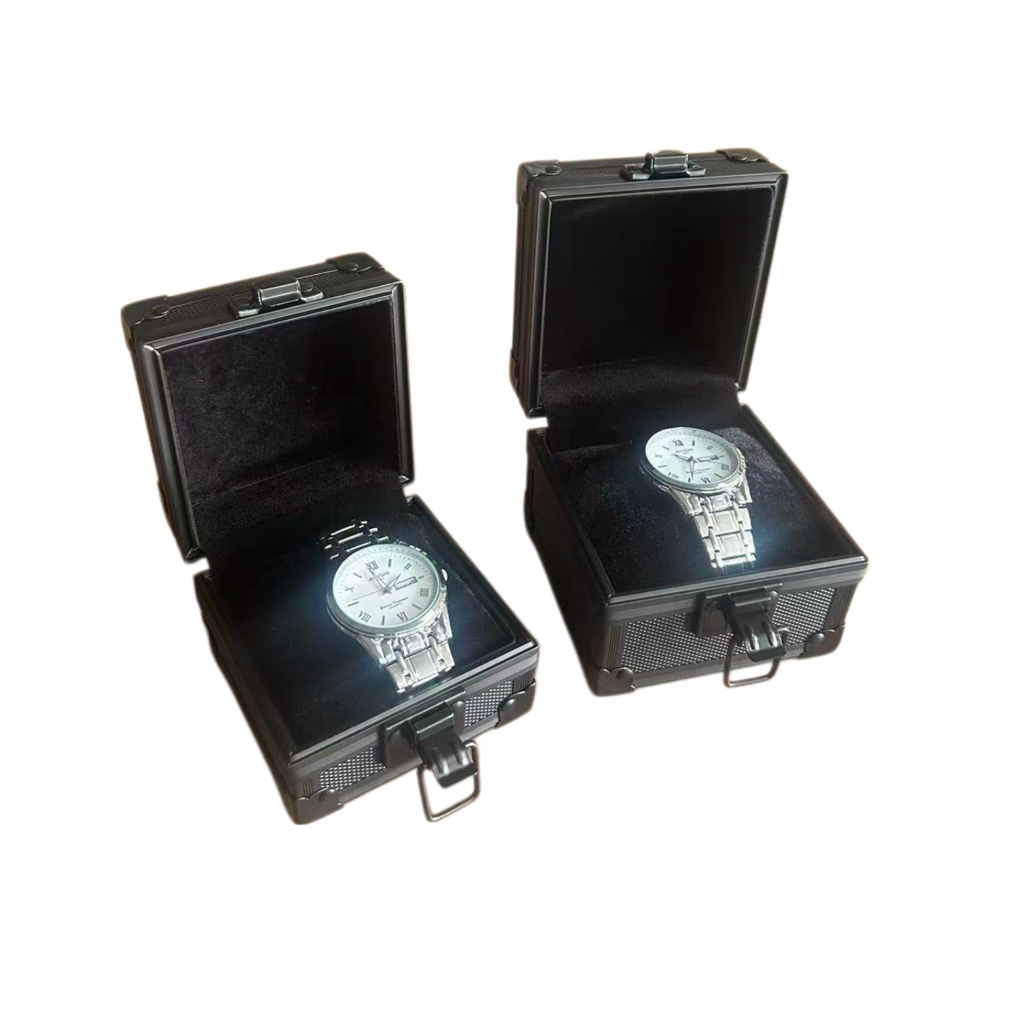 Black Single Watch Box,Portable Aluminum Watch Storage Case with Cushion Insert,Portable Watch Display Box for Gift-Giving