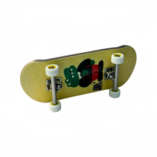 100x34mm Wooden Fingerboard with Bearing Wheels – Yellow & White