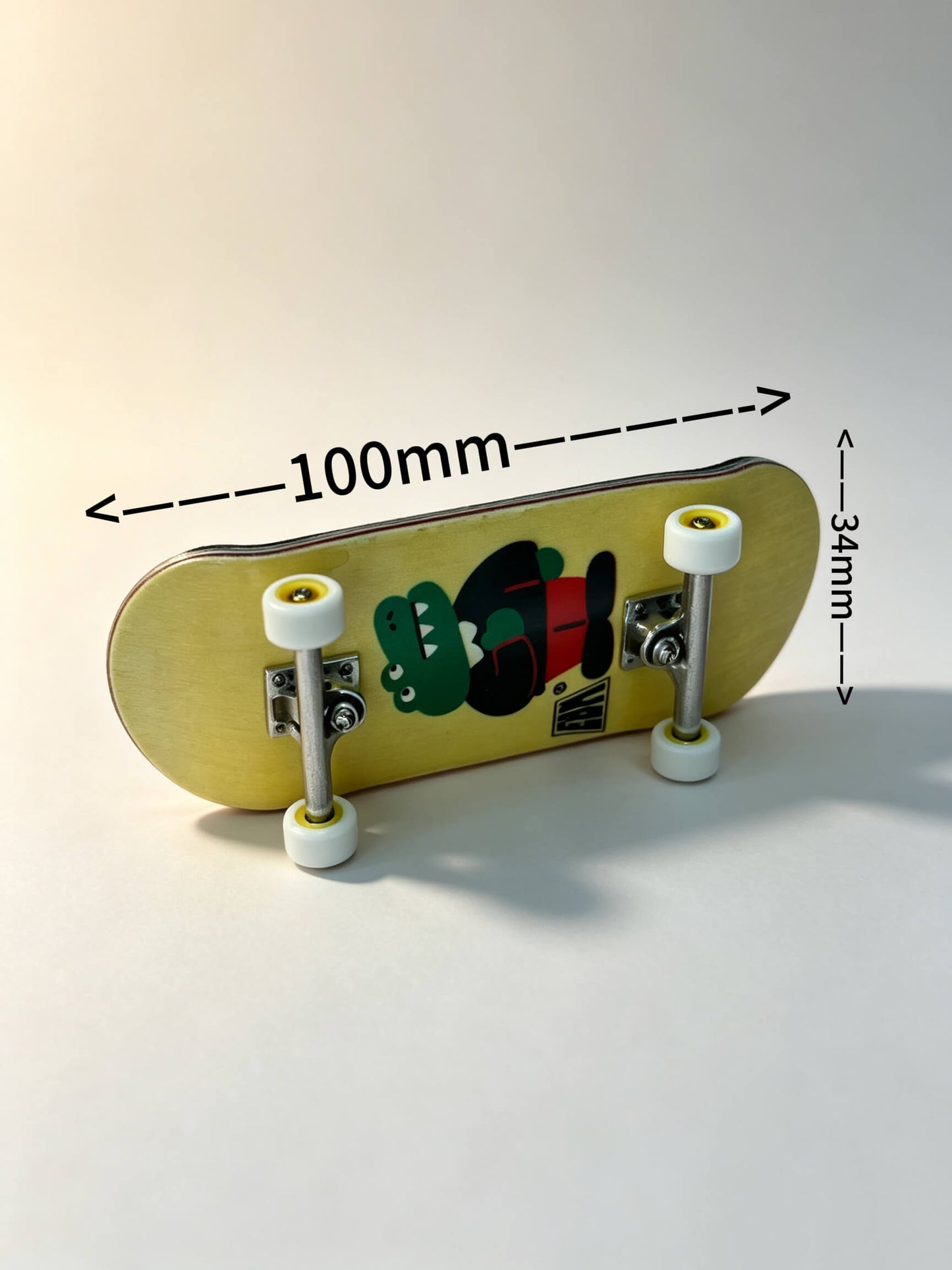 Pro complete fingerboard, cartoon crocodile graphic print, wooden finger skate board